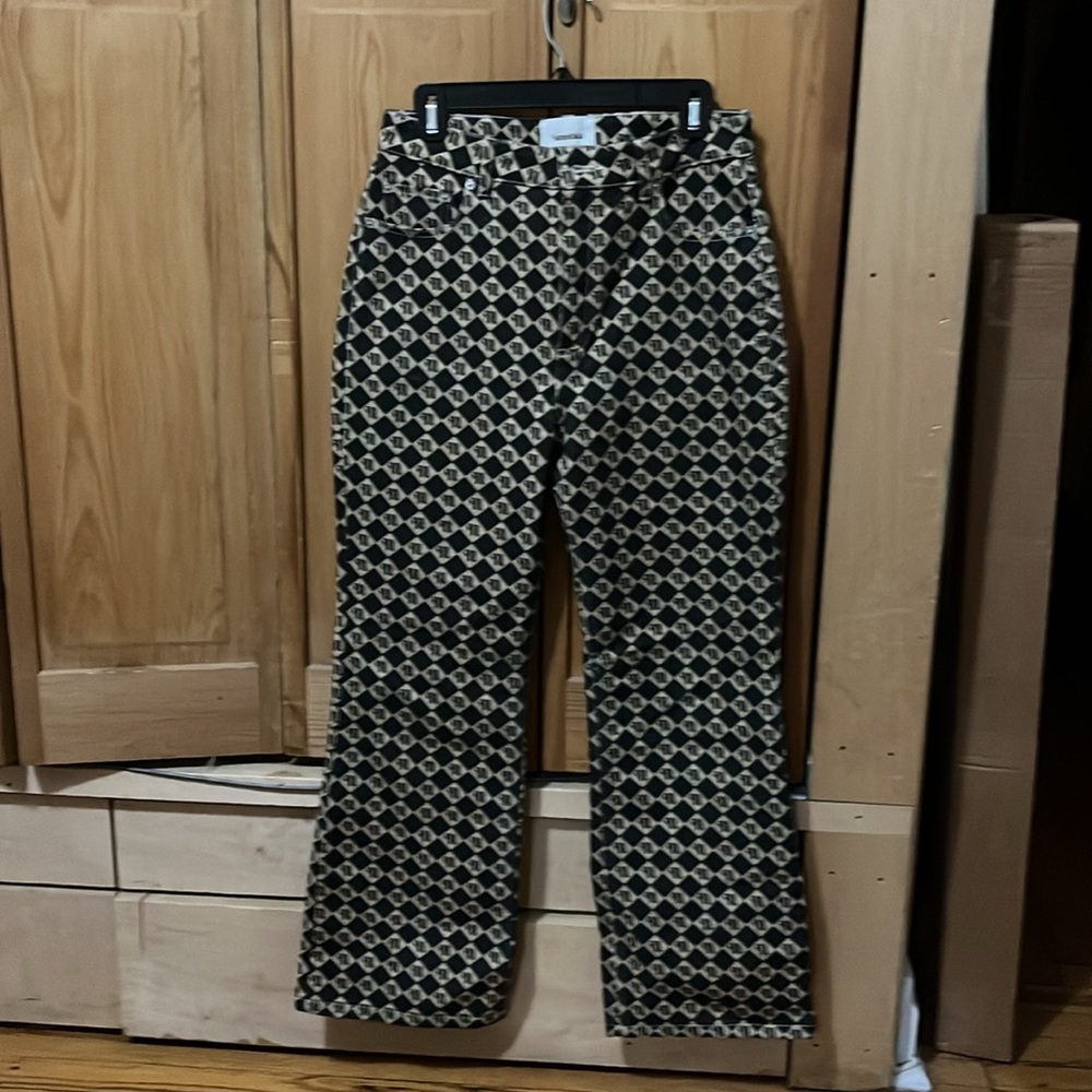 Nanushka logo print kick flare jeans